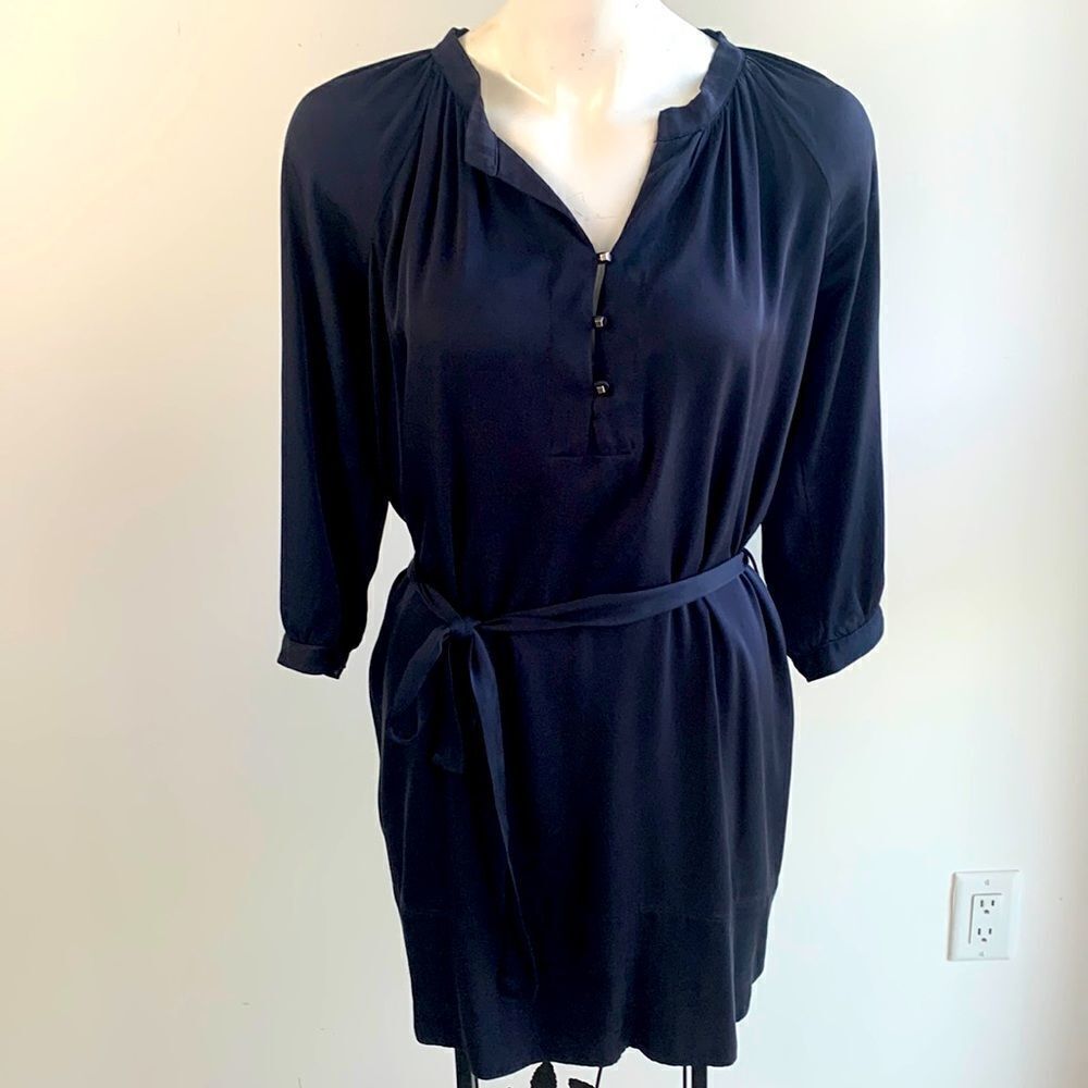 Gypsy 05 Global village dark blue dress tunic 97% silk , size XS